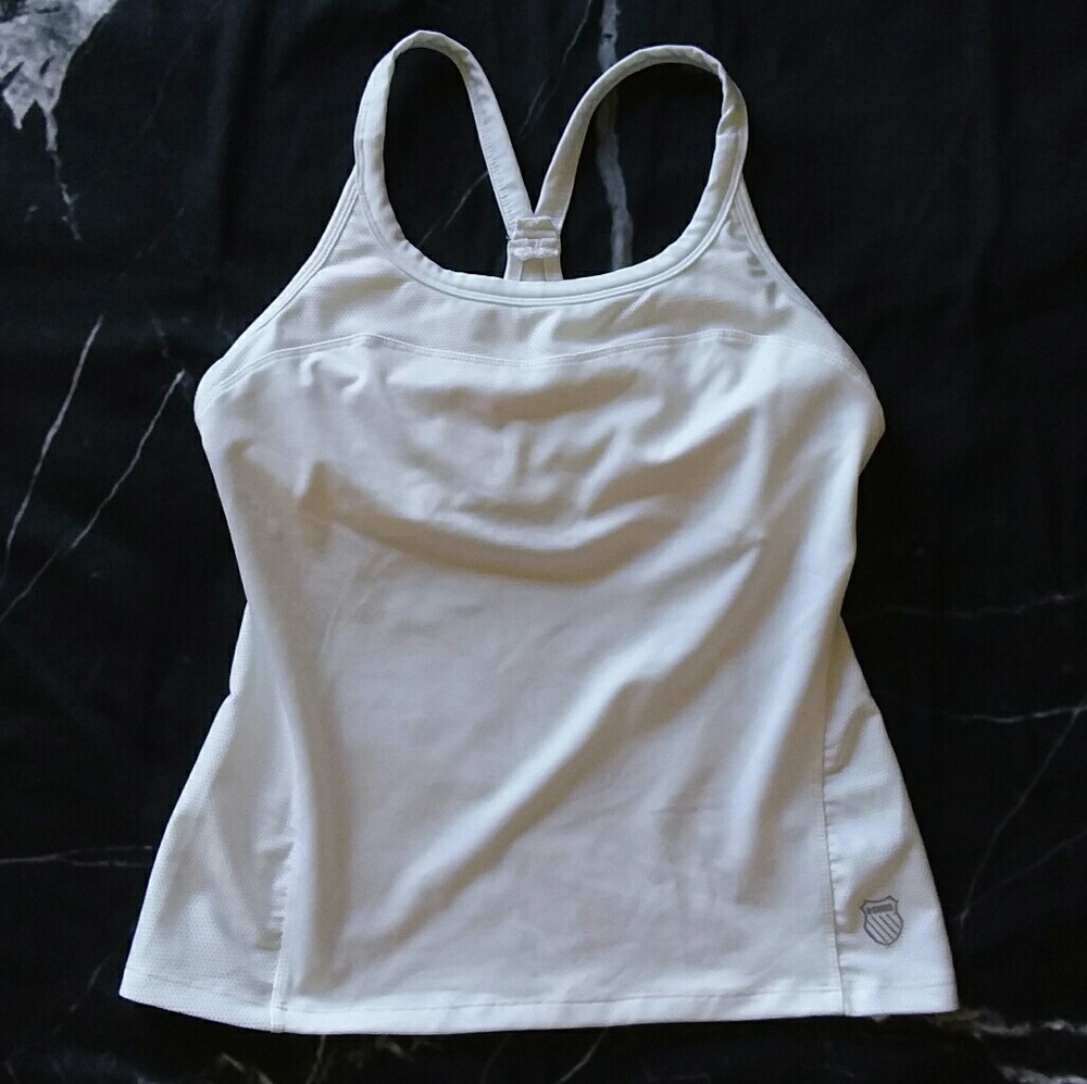 K-Swiss Athletic White Racerback Cami Built-in Bra